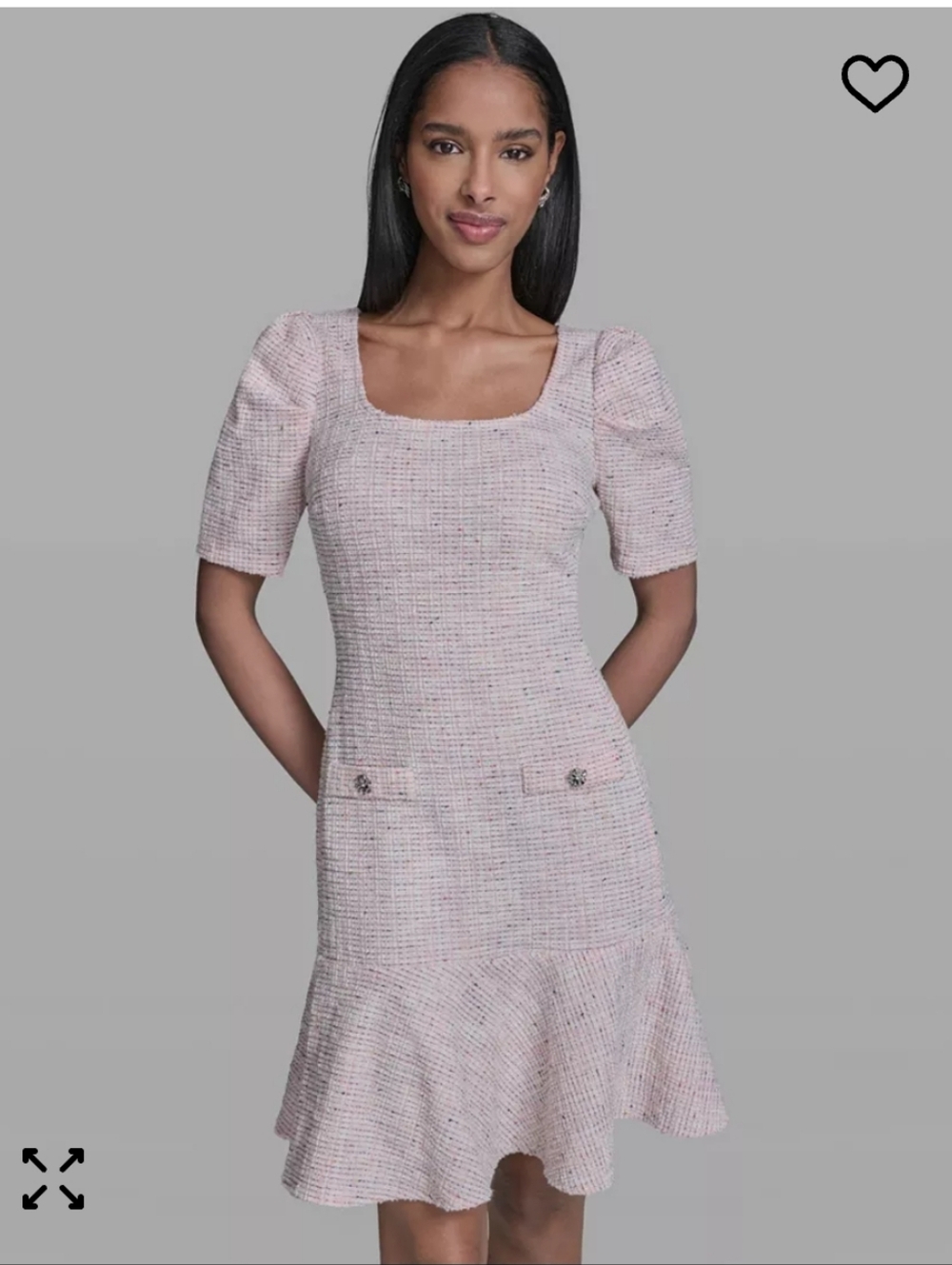 NWT KARL LAGERFELD PARIS Flounce Hem Square Neck Dress Size 16